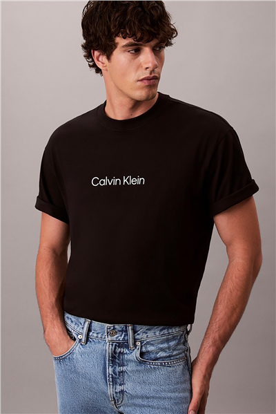 Calvin Klein Ss Rlxd 16S Std Logo Crewnk Tee Erkek Bisiklet Yaka T-Shirt Siyah
