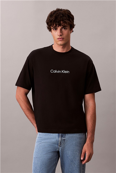 Calvin Klein Ss Rlxd 16S Std Logo Crewnk Tee Erkek Bisiklet Yaka T-Shirt Siyah