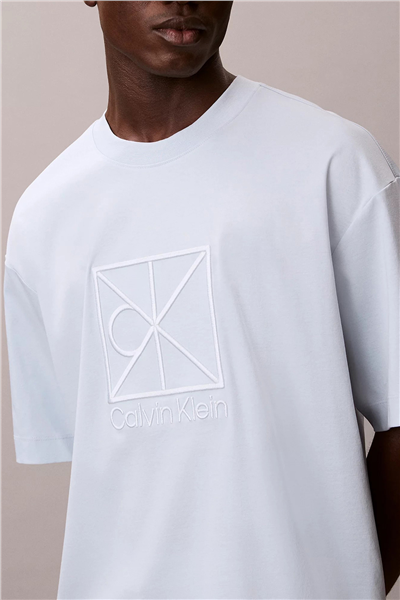 Calvin Klein Ss Rlxd Premium inte Erkek Bisiklet Yaka T-Shirt Mavi