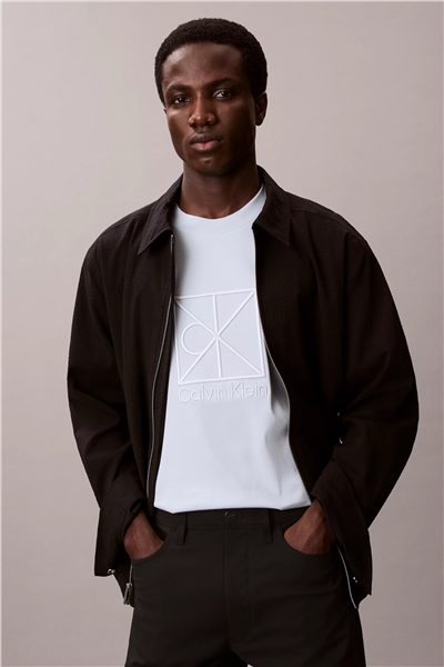 Calvin Klein Ss Rlxd Premium inte Erkek Bisiklet Yaka T-Shirt Mavi