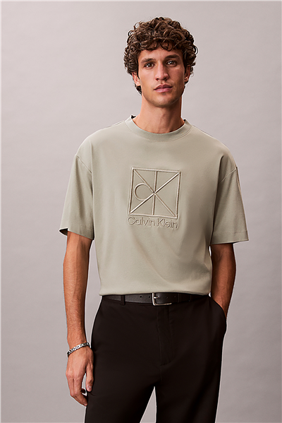 Calvin Klein Ss Rlxd Premium inte Erkek Bisiklet Yaka T-Shirt