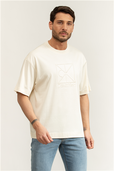 Calvin Klein Ss Rlxd Premium inte Erkek Bisiklet Yaka T-Shirt