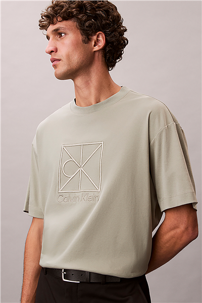 Calvin Klein Ss Rlxd Premium inte Erkek Bisiklet Yaka T-Shirt