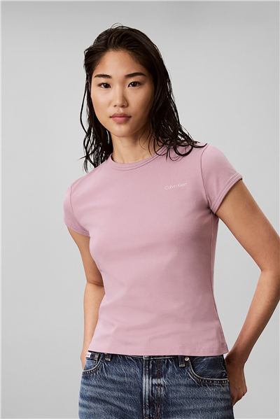 Calvin Klein Ss Slim Fit Feminine Logo Tee Kadın Bisiklet Yaka T-Shirt