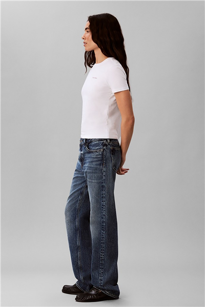 Calvin Klein Ss Slim Fit Feminine Logo Tee Kadın Bisiklet Yaka T-Shirt Beyaz