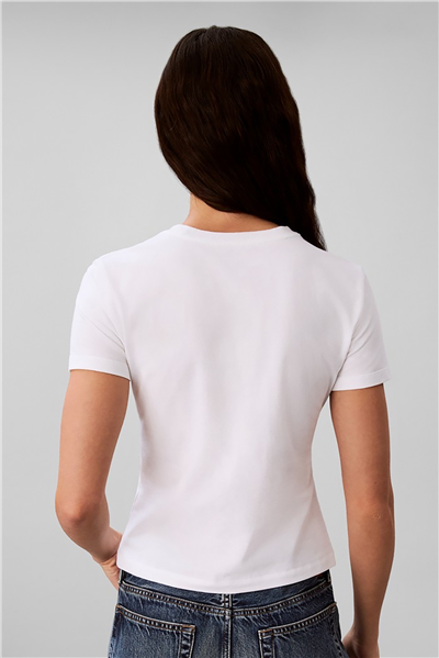 Calvin Klein Ss Slim Fit Feminine Logo Tee Kadın Bisiklet Yaka T-Shirt Beyaz