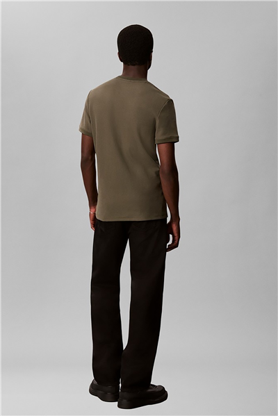 Calvin Klein Ss Slim Micro Waffle Crewnk Tee Erkek Bisiklet Yaka T-Shirt Yeşil