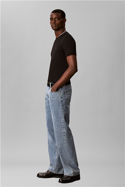 Calvin Klein Ss Slim Micro Waffle Crewnk Tee Erkek Bisiklet Yaka T-Shirt Siyah