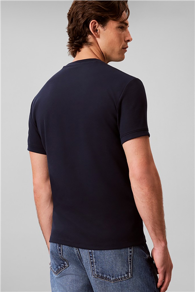 Calvin Klein Ss Slim Micro Waffle Crewnk Tee Erkek Bisiklet Yaka T-Shirt Lacivert