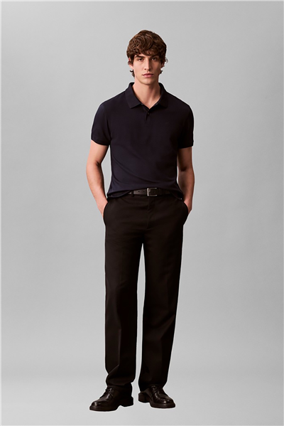 Calvin Klein Ss Slim Refined Pique Polo Erkek Polo Yaka T-Shirt Lacivert