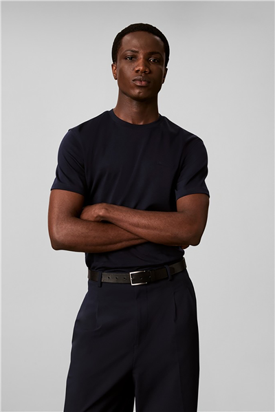 Calvin Klein Ss Slim Supima Logo Patch Tee Erkek Bisiklet Yaka T-Shirt Lacivert