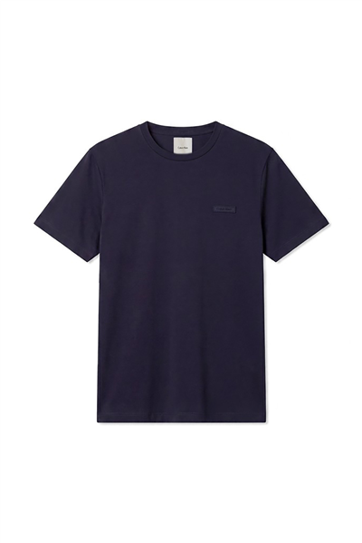 Calvin Klein Ss Slim Supima Logo Patch Tee Erkek Bisiklet Yaka T-Shirt Lacivert