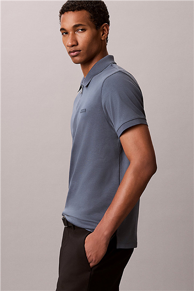 Calvin Klein SS Slim Supima Zip Polo Erkek Polo Yaka T-Shirt Gri