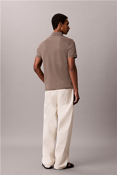 Calvin Klein SS Slim Supima Zip Polo Erkek Polo Yaka T-Shirt Gri