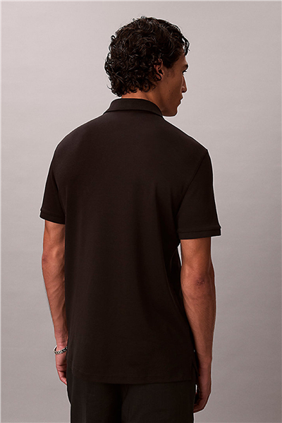 Calvin Klein SS Slim Supima Zip Polo Erkek Polo Yaka T-Shirt Siyah