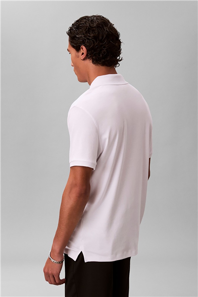 Calvin Klein SS Slim Supima Zip Polo Erkek Polo Yaka T-Shirt Beyaz