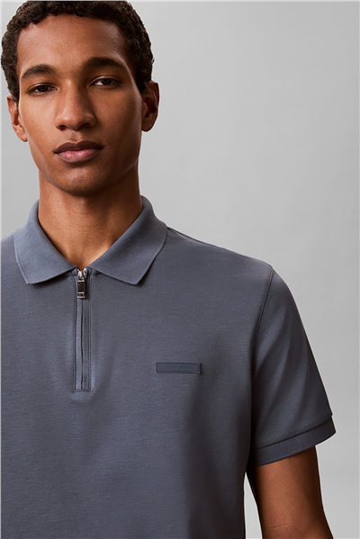 Calvin Klein SS Slim Supima Zip Polo Erkek Polo Yaka T-Shirt