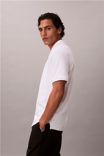 Calvin Klein SS Slim Supima Zip Polo Erkek Polo Yaka T-Shirt Beyaz