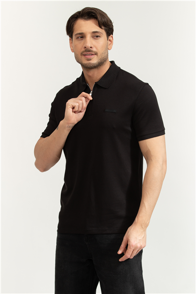Calvin Klein SS Slim Supima Zip Polo Erkek Polo Yaka T-Shirt