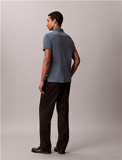 Calvin Klein SS Slim Supima Zip Polo Erkek Polo Yaka T-Shirt Gri