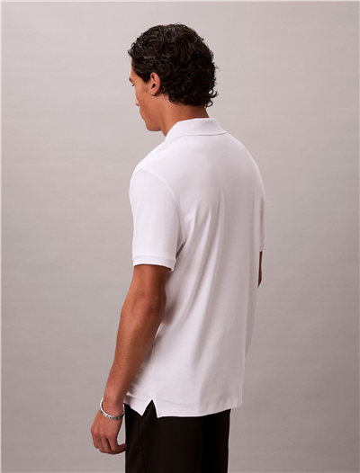 Calvin Klein SS Slim Supima Zip Polo Erkek Polo Yaka T-Shirt Beyaz