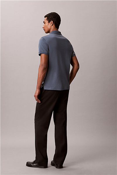 Calvin Klein SS Slim Supima Zip Polo Erkek Polo Yaka T-Shirt Gri