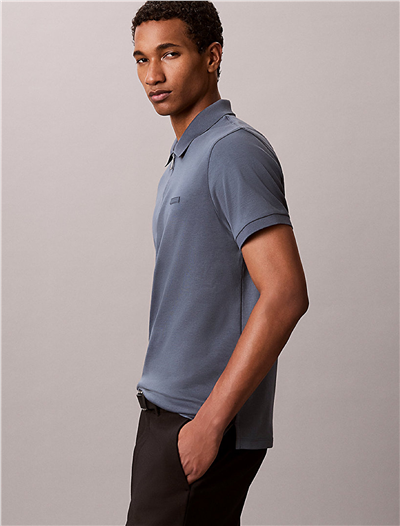 Calvin Klein SS Slim Supima Zip Polo Erkek Polo Yaka T-Shirt Gri