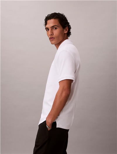Calvin Klein SS Slim Supima Zip Polo Erkek Polo Yaka T-Shirt Beyaz