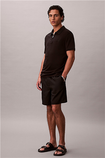 Calvin Klein SS Slim Supima Zip Polo Erkek Polo Yaka T-Shirt Siyah
