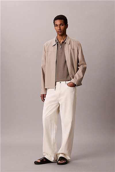 Calvin Klein SS Slim Supima Zip Polo Erkek Polo Yaka T-Shirt Gri