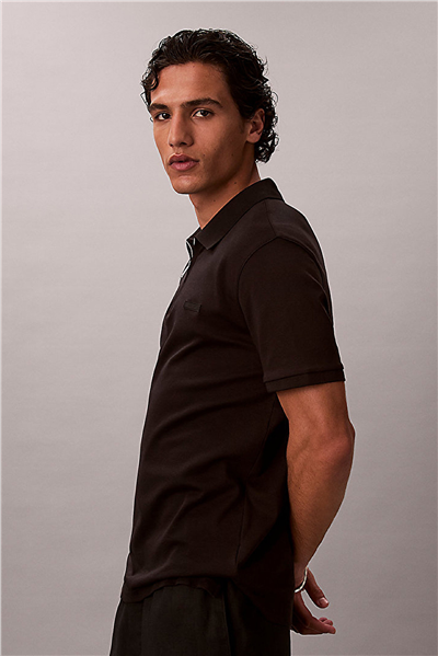 Calvin Klein SS Slim Supima Zip Polo Erkek Polo Yaka T-Shirt Siyah