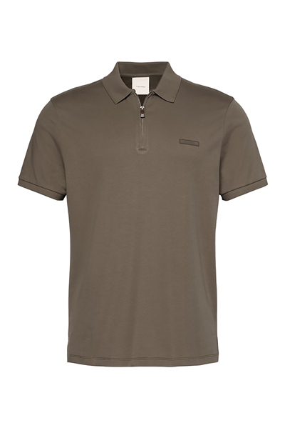 Calvin Klein SS Slim Supima Zip Polo Erkek Polo Yaka T-Shirt Gri