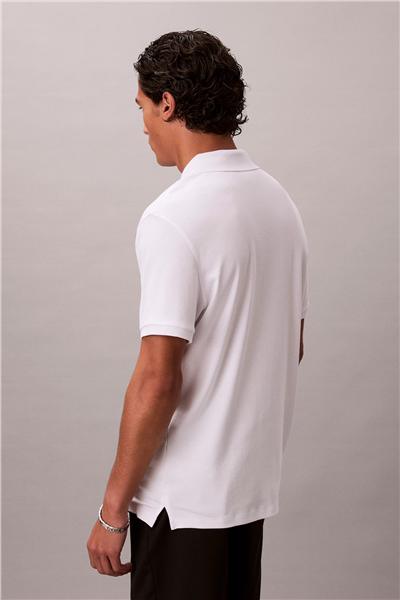 Calvin Klein SS Slim Supima Zip Polo Erkek Polo Yaka T-Shirt Beyaz