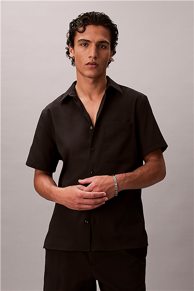 Calvin Klein Ss Solid Seersucker Erkek Gömlek