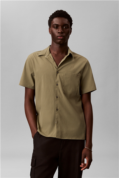 Calvin Klein Ss Solid Seersucker Erkek Gömlek