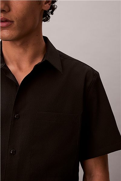 Calvin Klein Ss Solid Seersucker Erkek Gömlek
