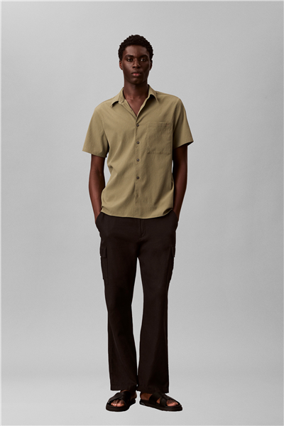 Calvin Klein Ss Solid Seersucker Erkek Gömlek