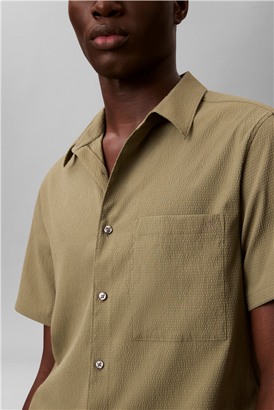 Calvin Klein Ss Solid Seersucker Erkek Gömlek