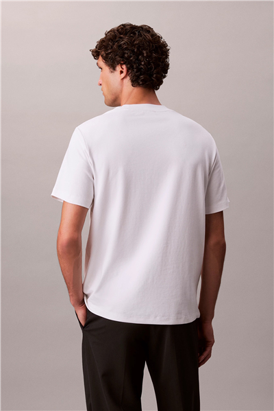 Calvin Klein SS Stretch Cotton Pique Nano Tee Erkek Bisiklet Yaka T-Shirt Beyaz