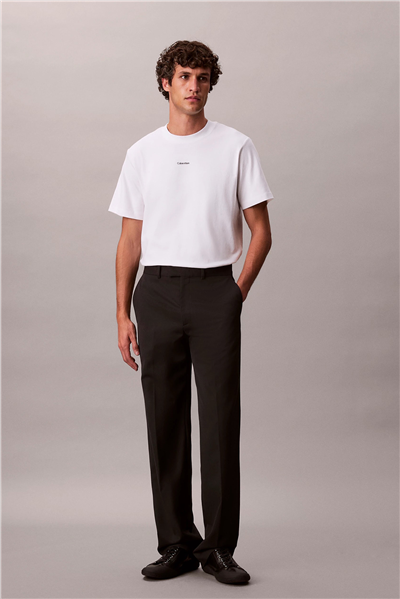 Calvin Klein SS Stretch Cotton Pique Nano Tee Erkek Bisiklet Yaka T-Shirt Beyaz