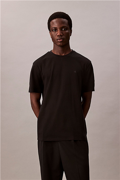 Calvin Klein Ss Supima Chest Emb Crewneck Tee Erkek Bisiklet Yaka T-Shirt Siyah