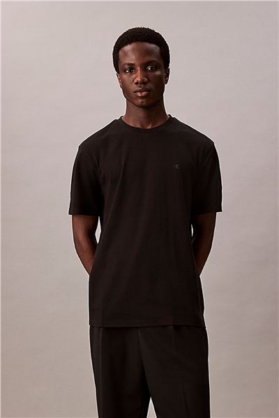 Calvin Klein Ss Supima Chest Emb Crewneck Tee Erkek Bisiklet Yaka T-Shirt Siyah