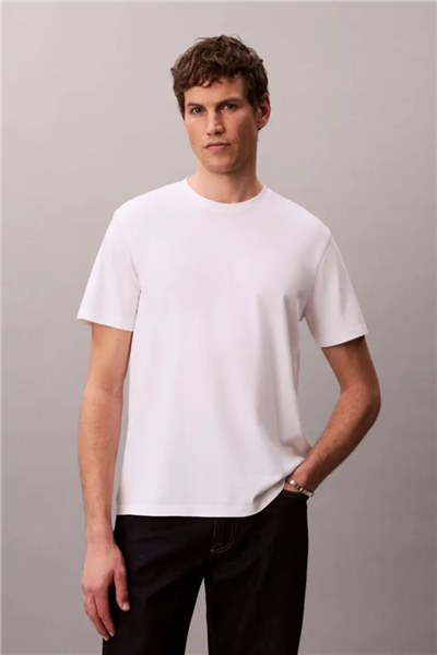 Calvin Klein Ss Supima Chest Emb Crewneck Tee Erkek Bisiklet Yaka T-Shirt Beyaz