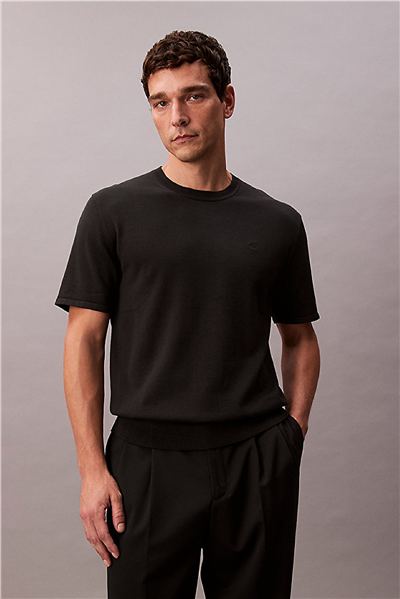 Calvin Klein Ss Supima Cotton Crew 14Gg Erkek Triko Siyah
