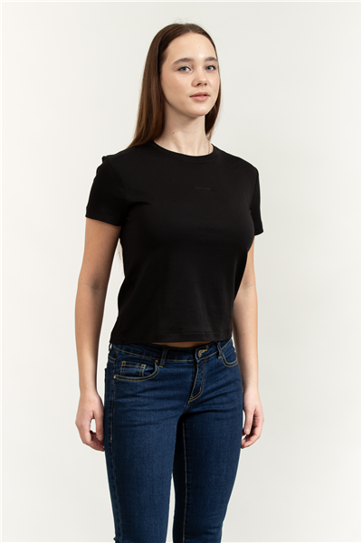 Calvin Klein SS Supima Fine Interlock Nano Lo Kadın Bisiklet Yaka T-Shirt