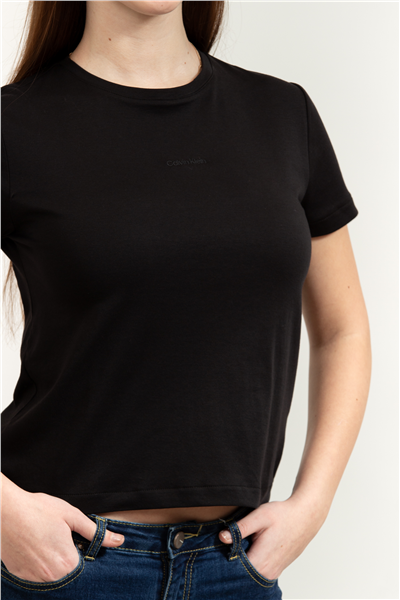 Calvin Klein SS Supima Fine Interlock Nano Lo Kadın Bisiklet Yaka T-Shirt