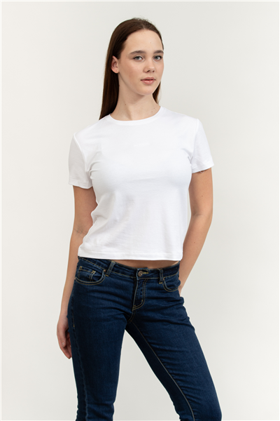 Calvin Klein SS Supima Fine Interlock Nano Lo Kadın Bisiklet Yaka T-Shirt
