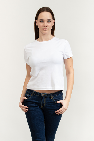 Calvin Klein SS Supima Fine Interlock Nano Lo Kadın Bisiklet Yaka T-Shirt