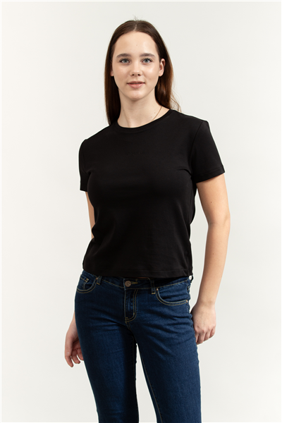 Calvin Klein SS Supima Fine Interlock Nano Lo Kadın Bisiklet Yaka T-Shirt