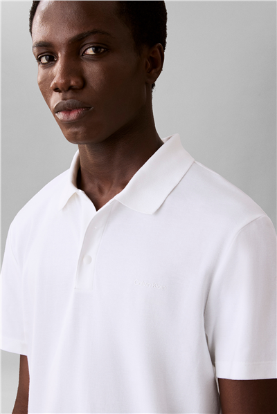 Calvin Klein Ss Tech Birdseye interlock Polo Erkek Polo Yaka T-Shirt Beyaz